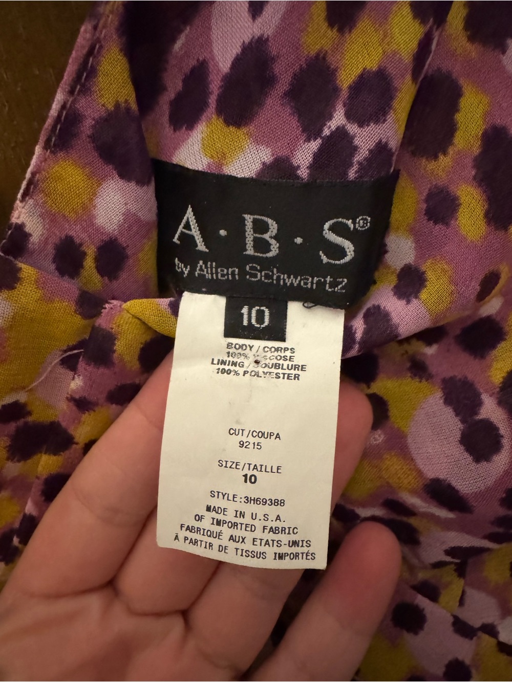 A.B.S. by Allen Schwartz Vintage Y2K Purple Animal Print Midi Dress Size - 10 - Picture 4 of 9